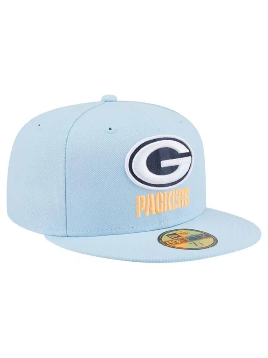 Кепка с высокой тульей Coastal Blue Green Bay Packers 59FIFTY New Era — изображение 2 из 5, синий