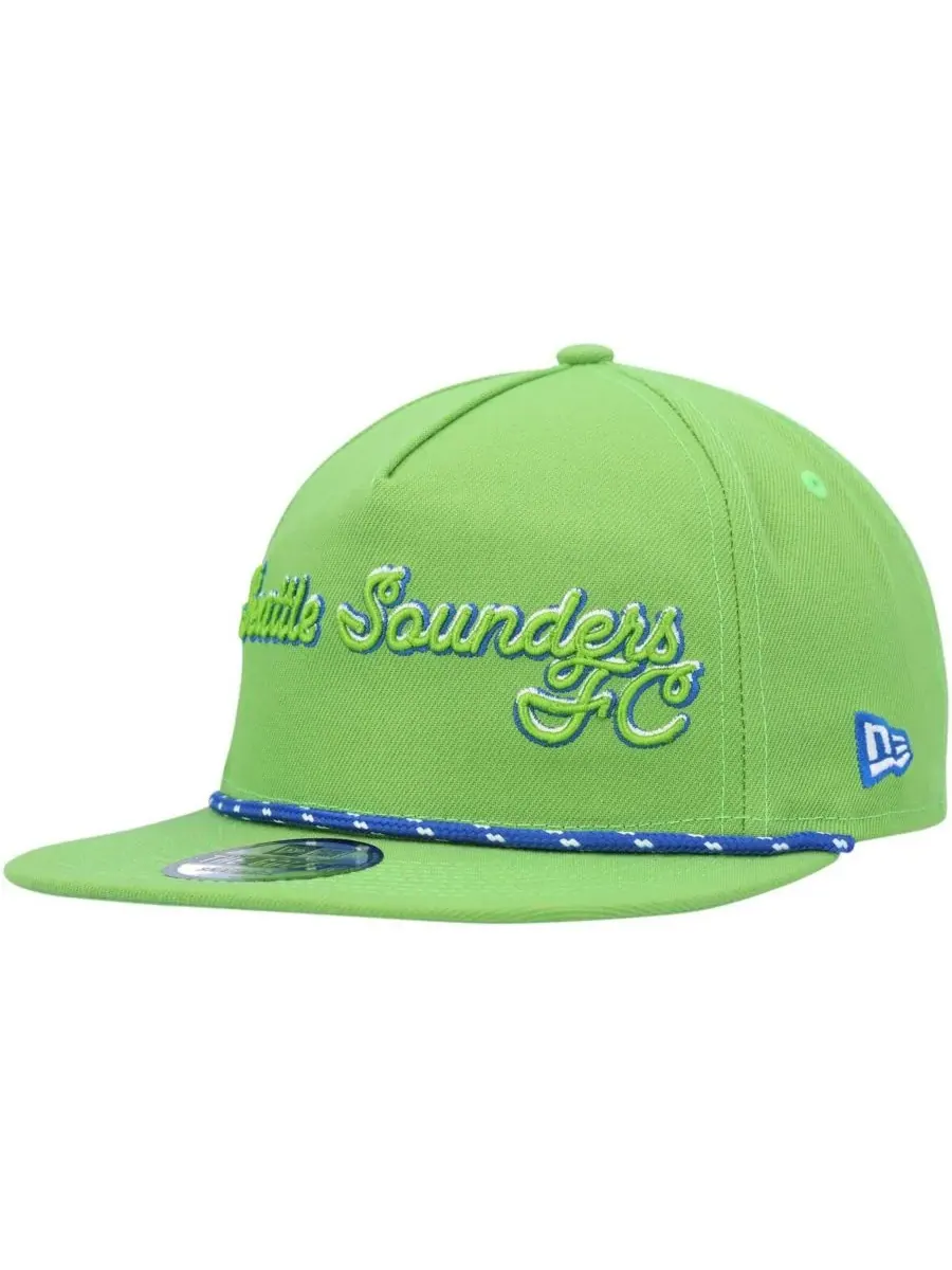 New Era Мужская регулируемая кепка для гольфа Rave Green Seattle Sounders FC с надписью