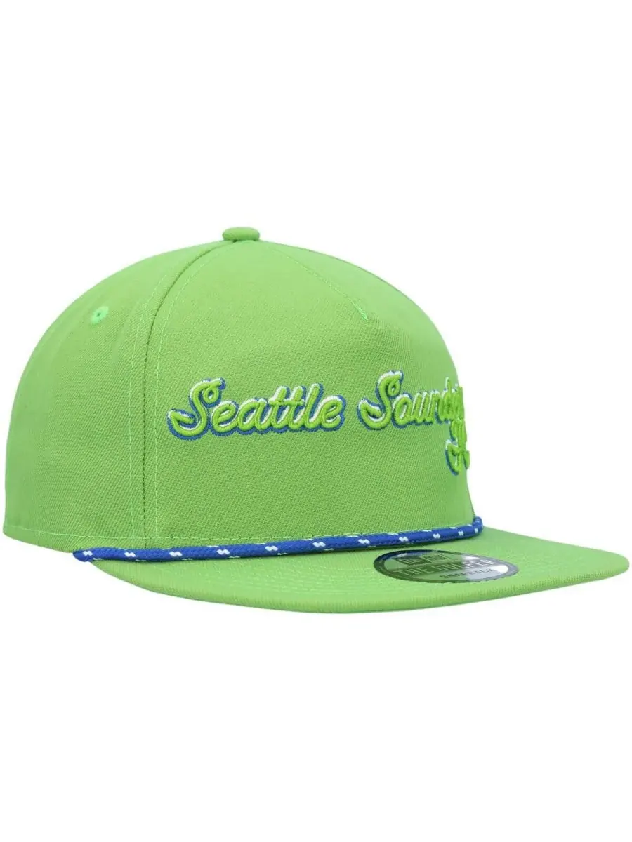 New Era Мужская регулируемая кепка для гольфа Rave Green Seattle Sounders FC с надписью — изображение 4 из 5, зеленый