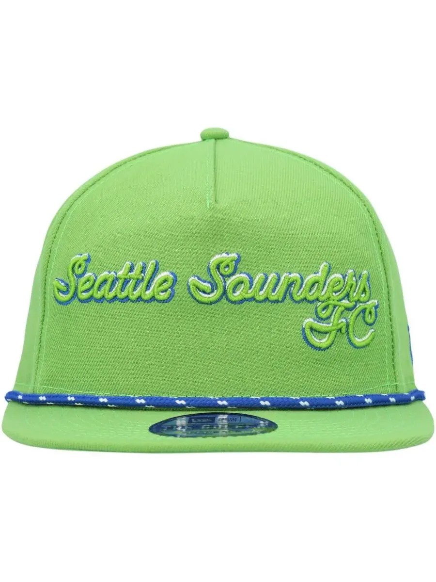 New Era Мужская регулируемая кепка для гольфа Rave Green Seattle Sounders FC с надписью — изображение 5 из 5, зеленый