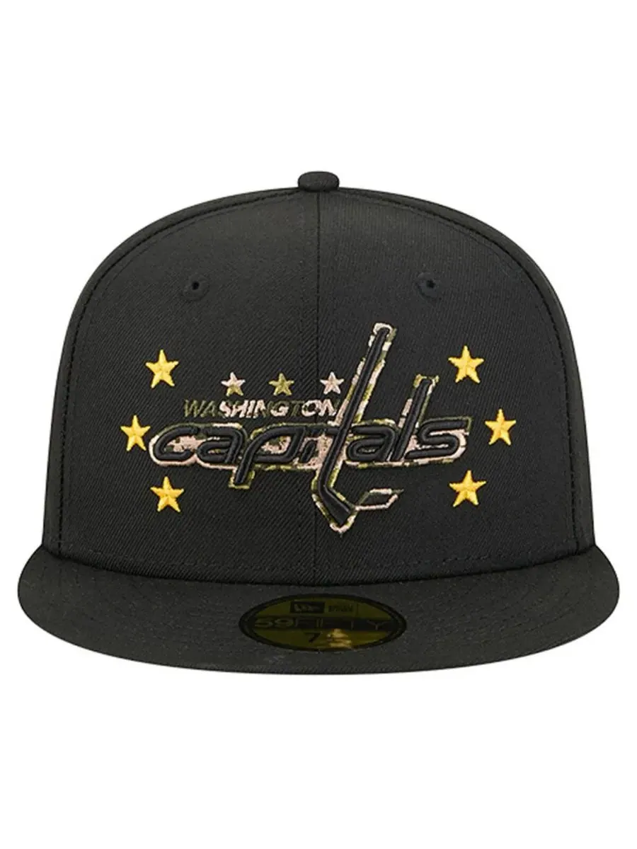 New Era Мужская черная бейсболка Washington Capitals Military Appreciation Digital Camo Stars — изображение 2 из 4, черный