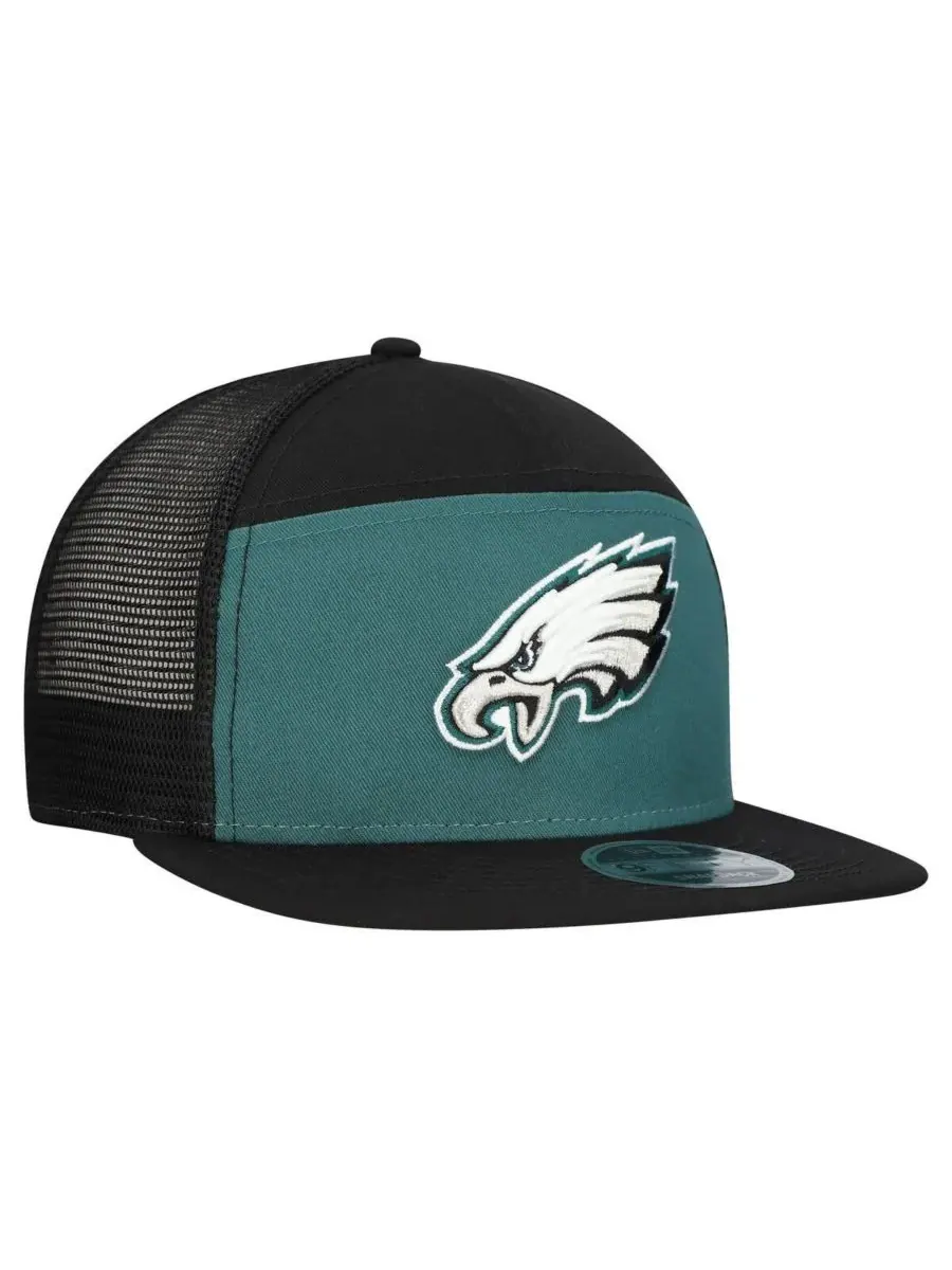 New Era Мужская бейсболка Philadelphia Eagles Outdoor Split Panel 9FIFTY Snapback — изображение 3 из 4, зеленый черный