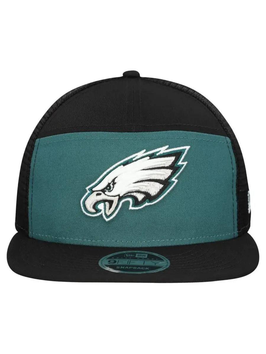 New Era Мужская бейсболка Philadelphia Eagles Outdoor Split Panel 9FIFTY Snapback — изображение 4 из 4, зеленый черный