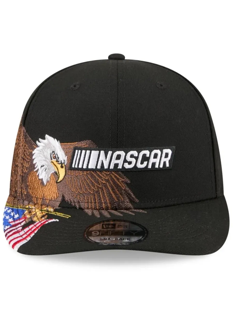 Кепка-снэпбек с принтом орла и флага NASCAR New Era — изображение 2 из 5, черный