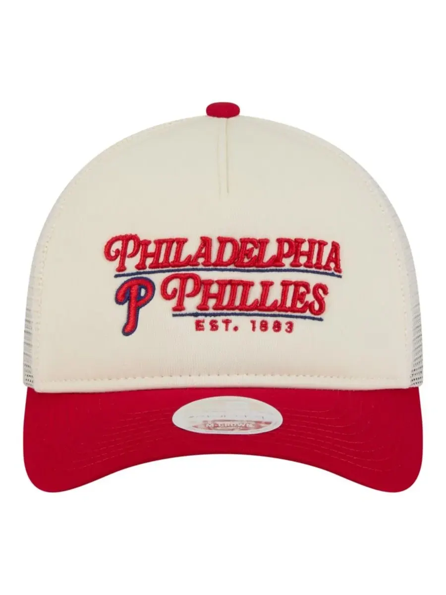 Бейсболка кепка с вышивкой Philadelphia Phillies Retro 9FORTY M-Crown A-Frame Trucker New Era — изображение 2 из 5