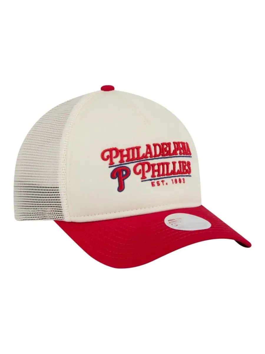 Бейсболка кепка с вышивкой Philadelphia Phillies Retro 9FORTY M-Crown A-Frame Trucker New Era — изображение 3 из 5