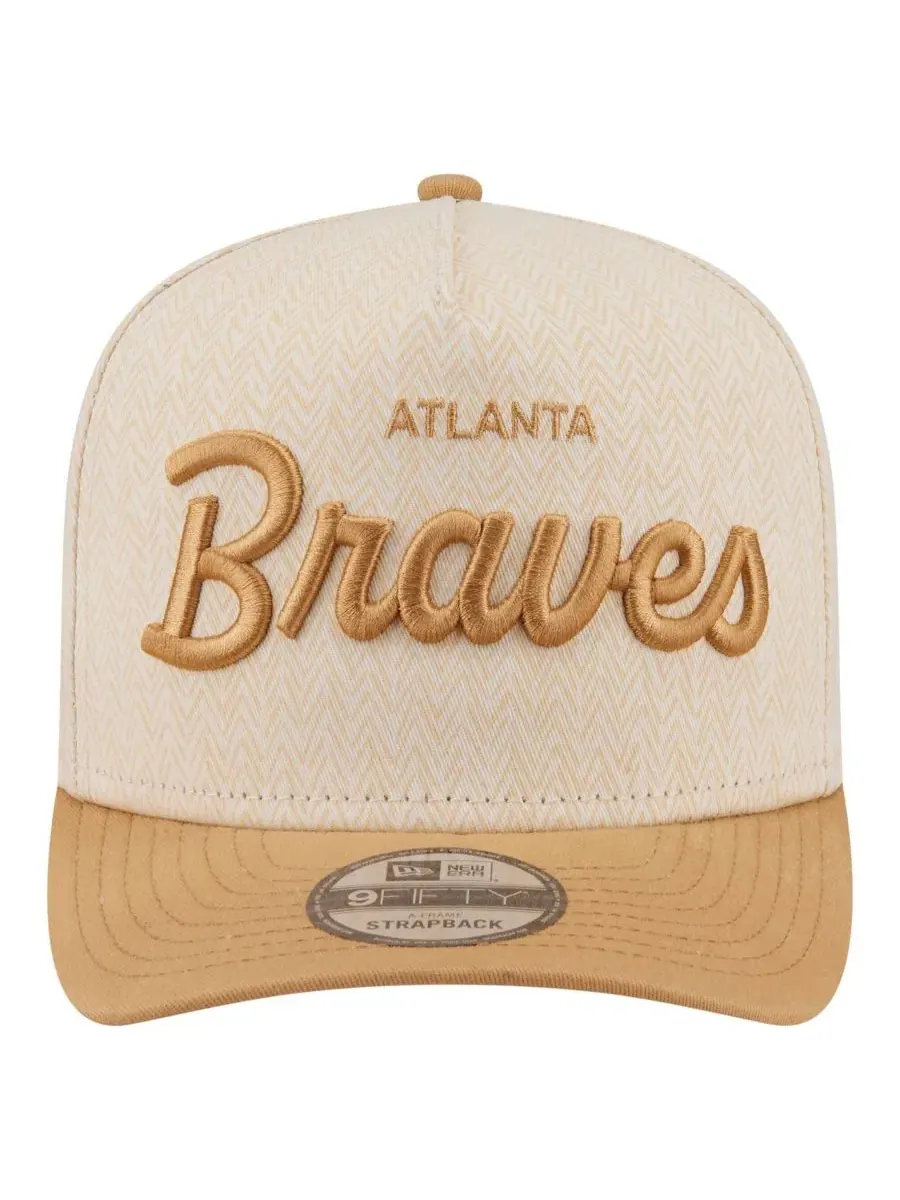 Кепка-снэпбек Atlanta Braves Herringbone 9FIFTY A-Frame New Era — изображение 2 из 5, кремовый хаки