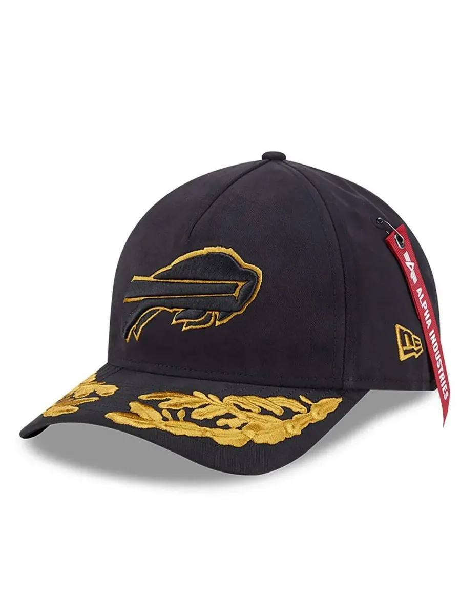 New Era Мужская регулируемая кепка Alpha Industries Buffalo Bills A-Frame 9FORTY черного цвета от
