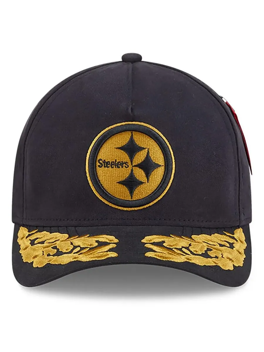 New Era Мужская черная регулируемая кепка Pittsburgh Steelers A-Frame 9FORTY — изображение 5 из 5, черный