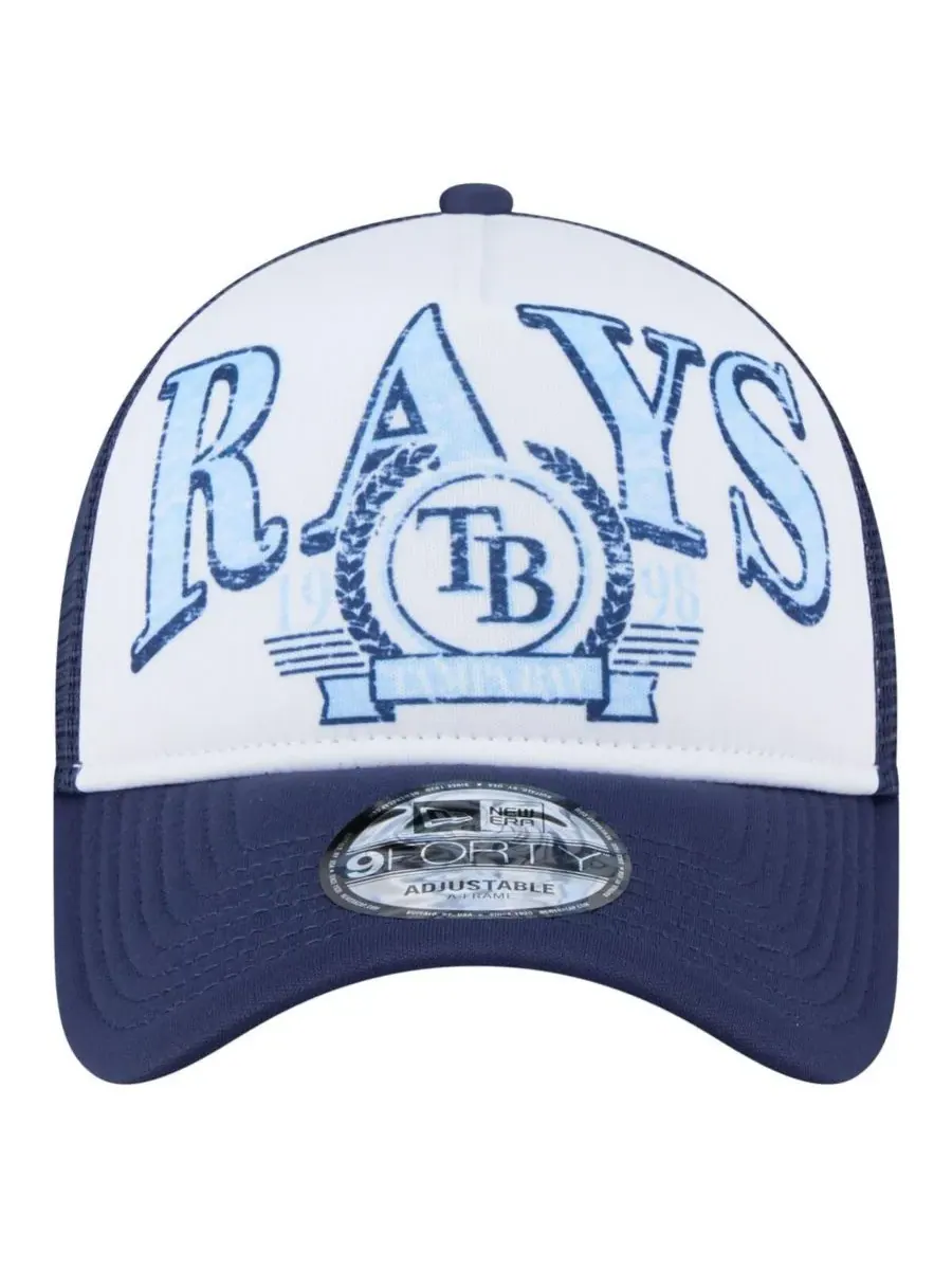 New Era Мужская темно-синяя кепка-тракер Tampa Bay Rays с эффектом потертости, регулируемая, модель — изображение 2 из 4