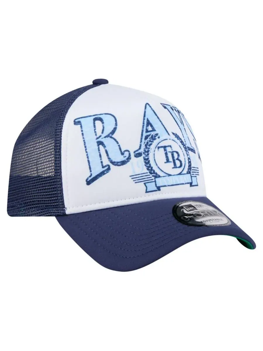 New Era Мужская темно-синяя кепка-тракер Tampa Bay Rays с эффектом потертости, регулируемая, модель — изображение 3 из 4