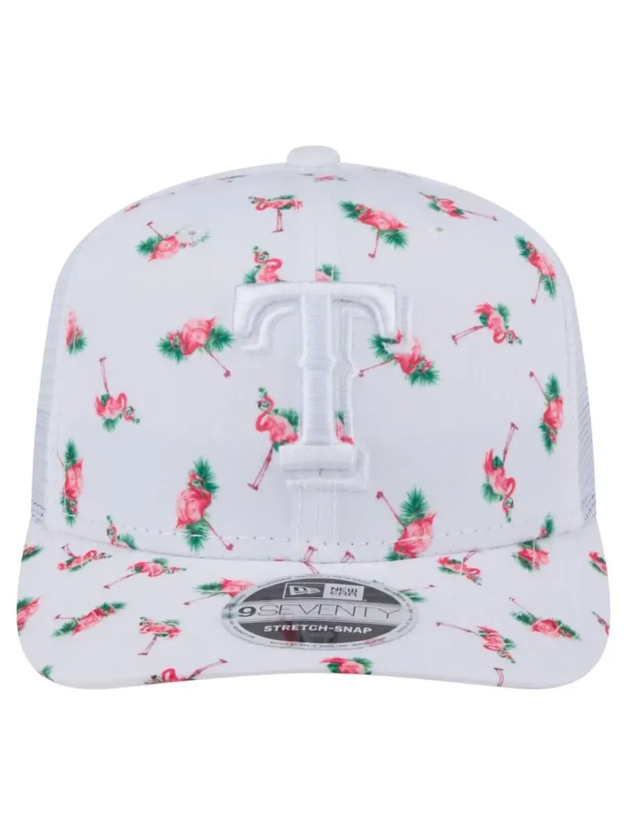 New Era Мужская белая кепка Texas Rangers Flamingo с сетчатой задней частью и застежкой-кнопкой — изображение 2 из 4, белый