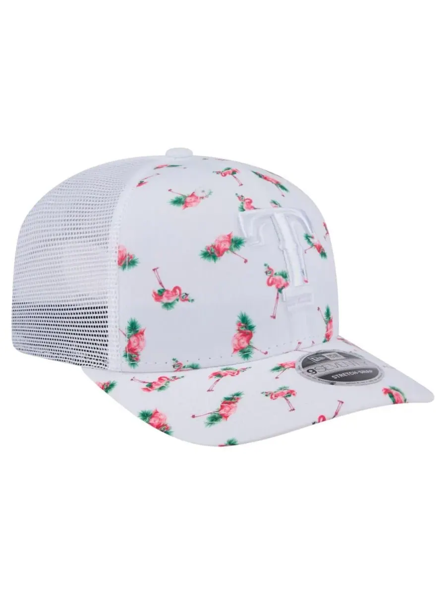 New Era Мужская белая кепка Texas Rangers Flamingo с сетчатой задней частью и застежкой-кнопкой — изображение 3 из 4, белый