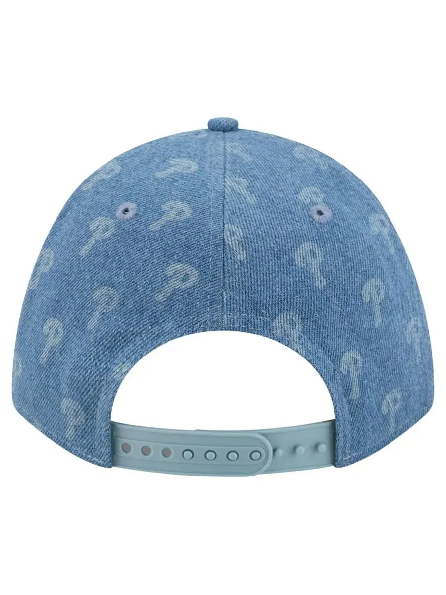 Кепка-снапбек New Era 9FORTY A-Frame с вышивкой, Philadelphia Phillies — изображение 3 из 5, джинсовый синий