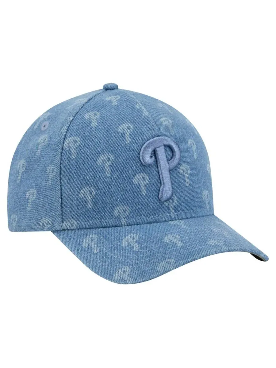 Кепка-снапбек New Era 9FORTY A-Frame с вышивкой, Philadelphia Phillies — изображение 4 из 5, джинсовый синий