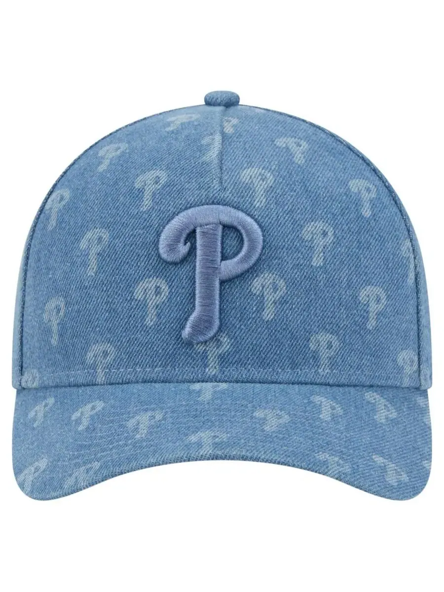 Кепка-снапбек New Era 9FORTY A-Frame с вышивкой, Philadelphia Phillies — изображение 5 из 5, джинсовый синий