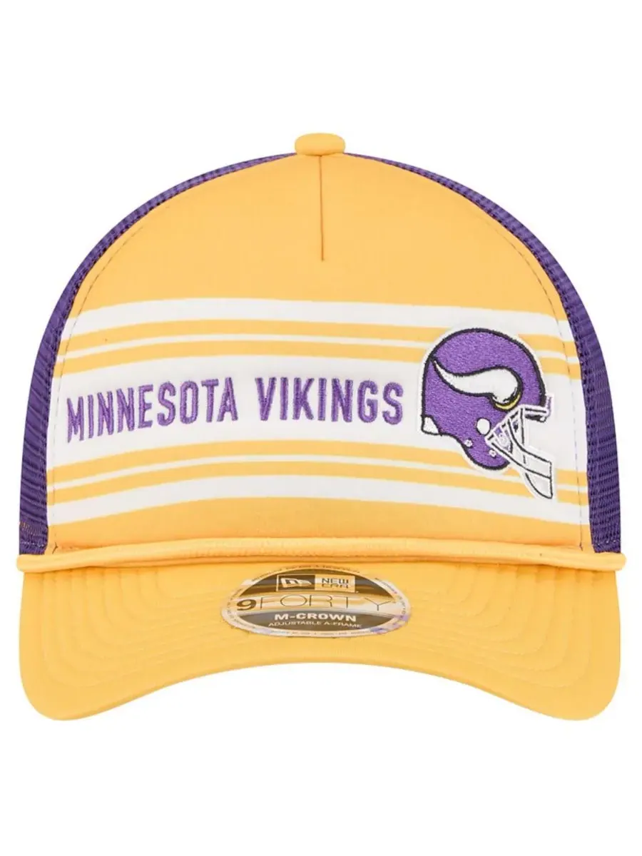 Мужская золотистая регулируемая бейсболка Minnesota Vikings Linear A-Frame 9FORTY New Era — изображение 5 из 5, золото