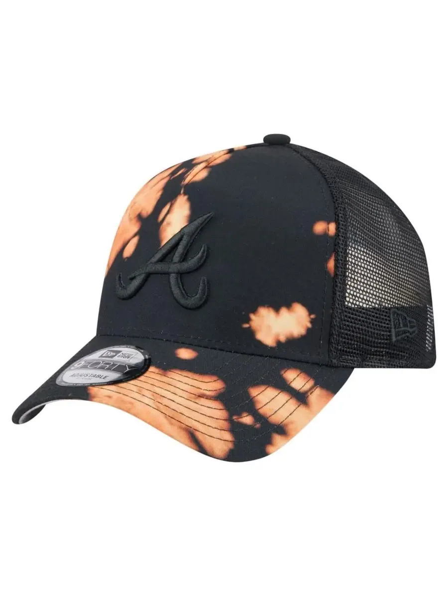 New Era Мужская черная бейсболка Atlanta Braves с отбеленной передней частью типа A-Frame 9FORTY с