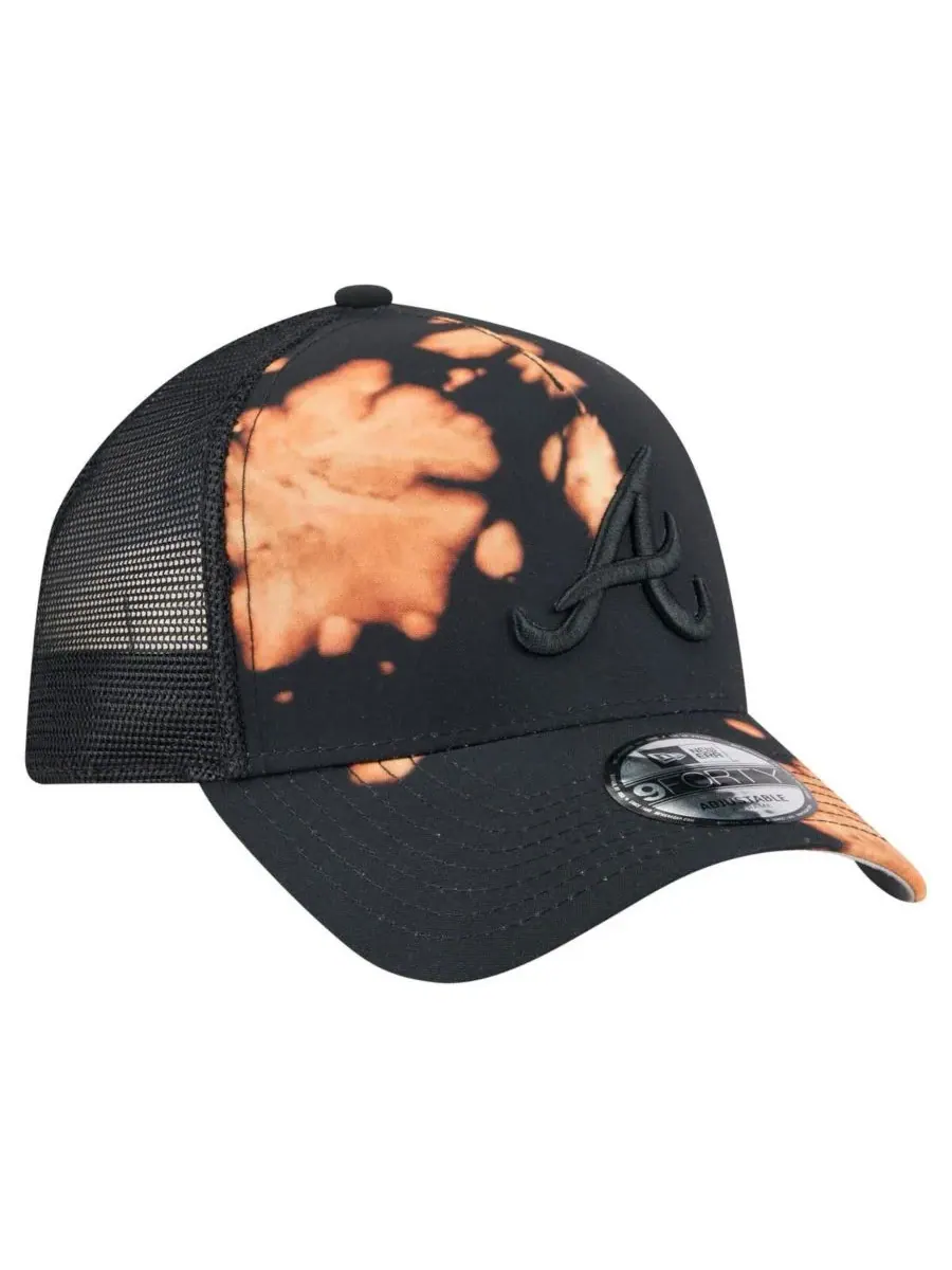 New Era Мужская черная бейсболка Atlanta Braves с отбеленной передней частью типа A-Frame 9FORTY с — изображение 3 из 4