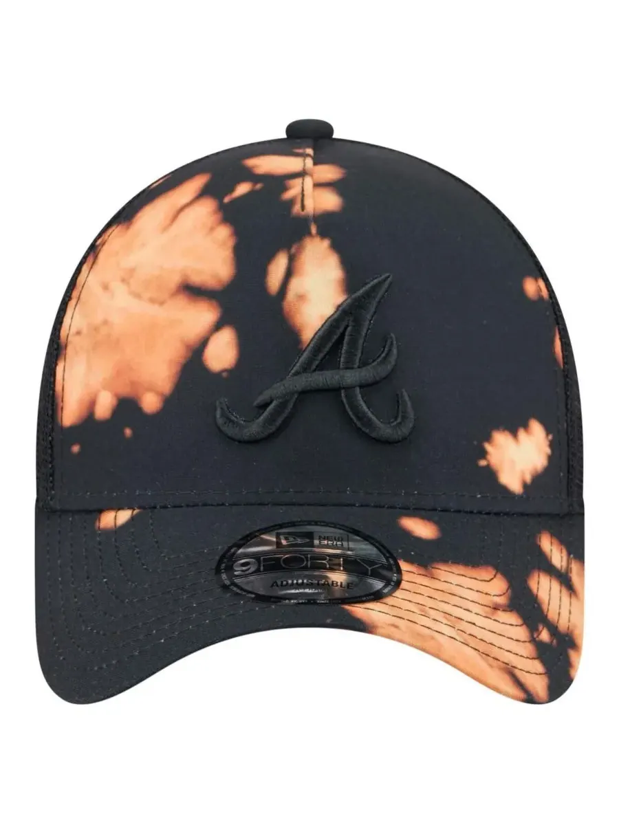 New Era Мужская черная бейсболка Atlanta Braves с отбеленной передней частью типа A-Frame 9FORTY с — изображение 4 из 4