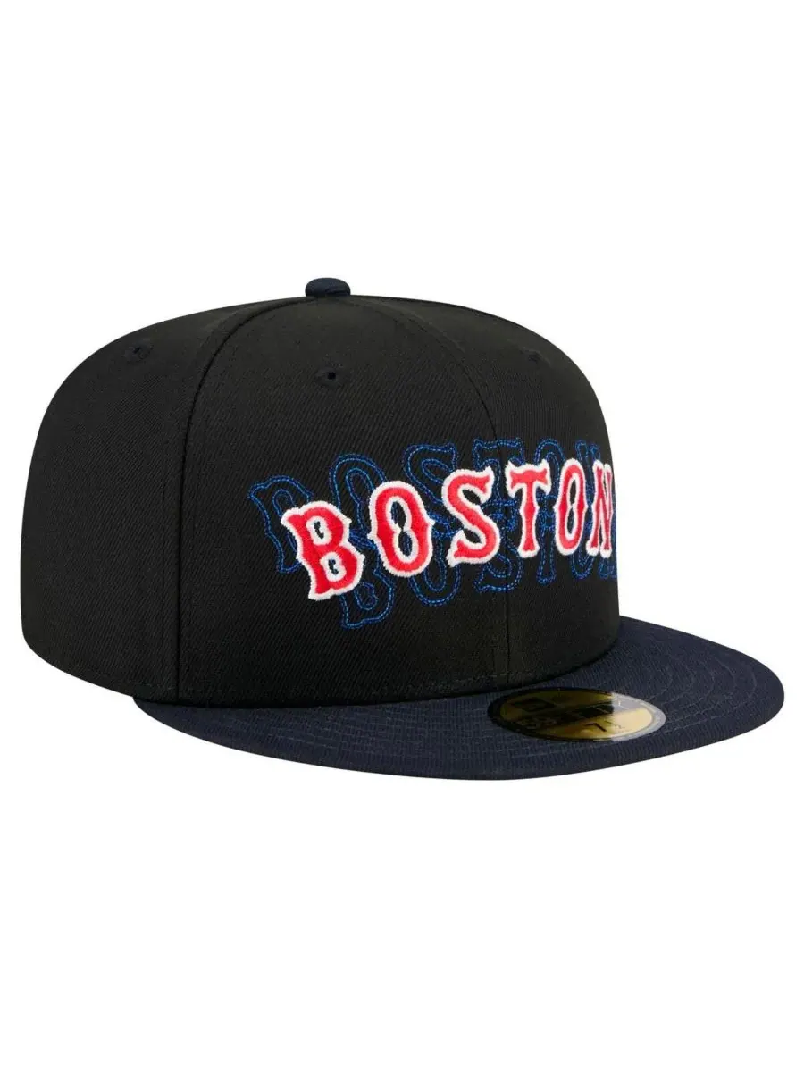New Era Мужская черная бейсболка Boston Red Sox Shadow Stitch 59FIFTY — изображение 4 из 5, черный