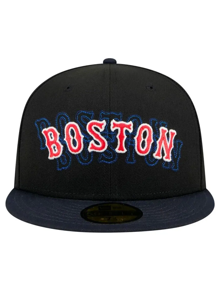 New Era Мужская черная бейсболка Boston Red Sox Shadow Stitch 59FIFTY — изображение 5 из 5, черный