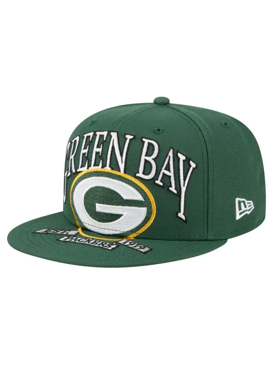 New Era Мужская зеленая кепка Green Bay Packers Oversized 59FIFTY Fitted Hat — изображение 4 из 5, зеленый