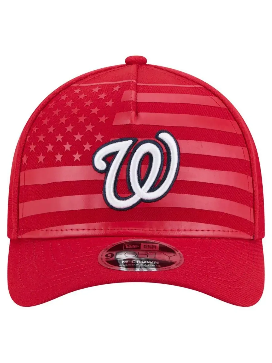 New Era Мужская красная бейсболка Washington Nationals с американским флагом, регулируемая, модель — изображение 2 из 4