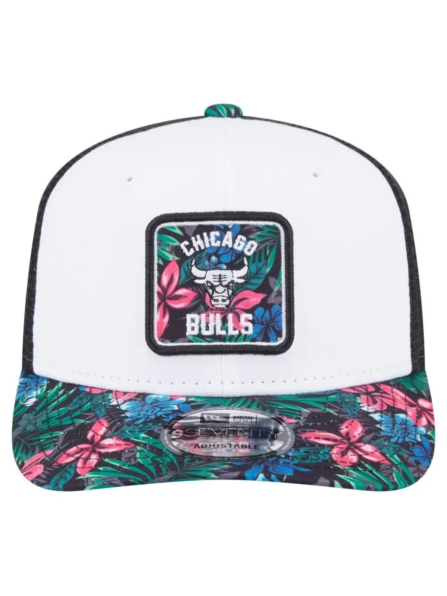 New Era Мужская белая регулируемая кепка Chicago Bulls с цветочным принтом, модель 9SEVENTY — изображение 2 из 4, белый
