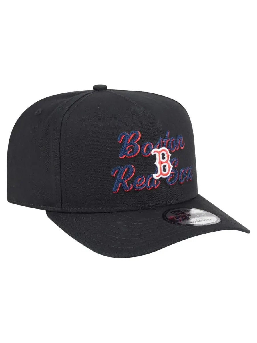 Мужская черная бейсболка Boston Red Sox Chainstitch 9FIFTY A-Frame Snapback New Era — изображение 3 из 4, черный