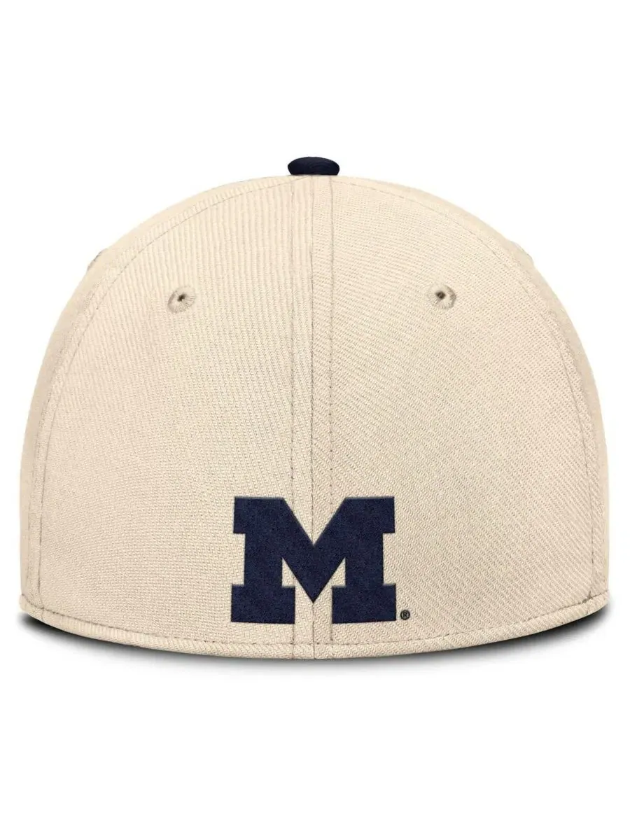 Мужская бейсболка Natural Michigan Wolverines 2026 Primetime Swooshflex Jordan — изображение 4 из 5, натуральный темно-синий
