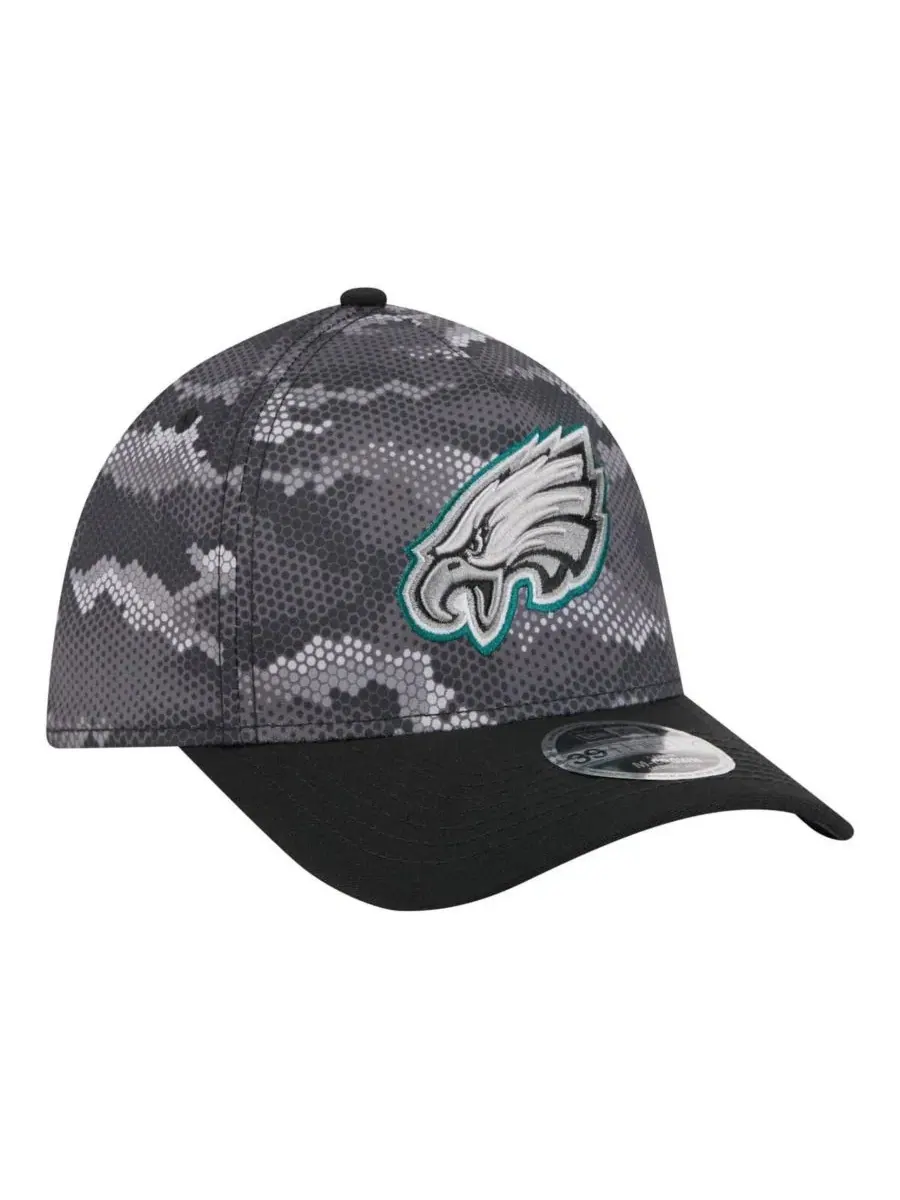 Мужская черная камуфляжная кепка Philadelphia Eagles A-Frame 39THIRTY Flex New Era — изображение 3 из 5, черный