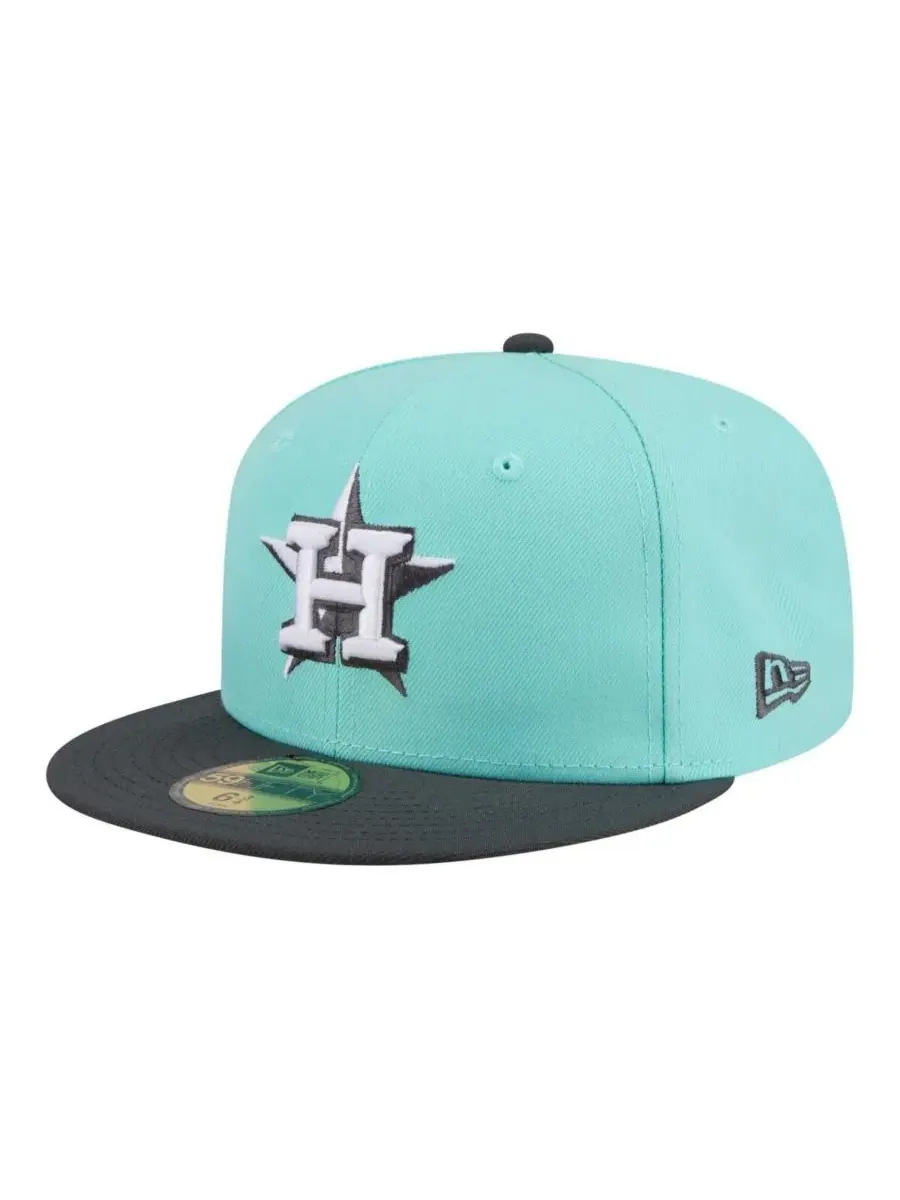 Мужская бирюзово-угольно-серая кепка Houston Astros Two-Tone Color Pack 59FIFTY Fitted Hat New Era