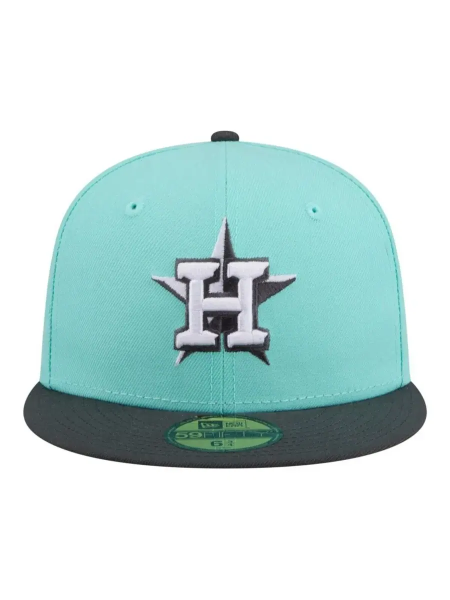 Мужская бирюзово-угольно-серая кепка Houston Astros Two-Tone Color Pack 59FIFTY Fitted Hat New Era — изображение 2 из 5