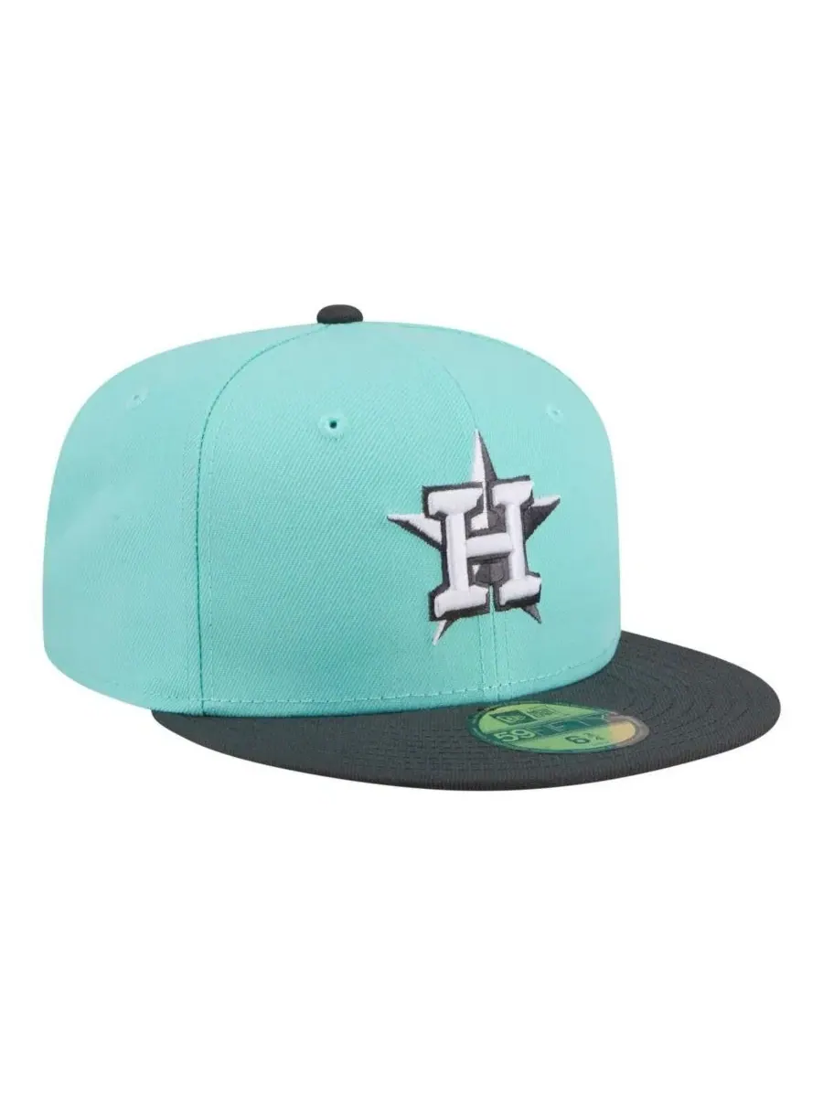 Мужская бирюзово-угольно-серая кепка Houston Astros Two-Tone Color Pack 59FIFTY Fitted Hat New Era — изображение 3 из 5