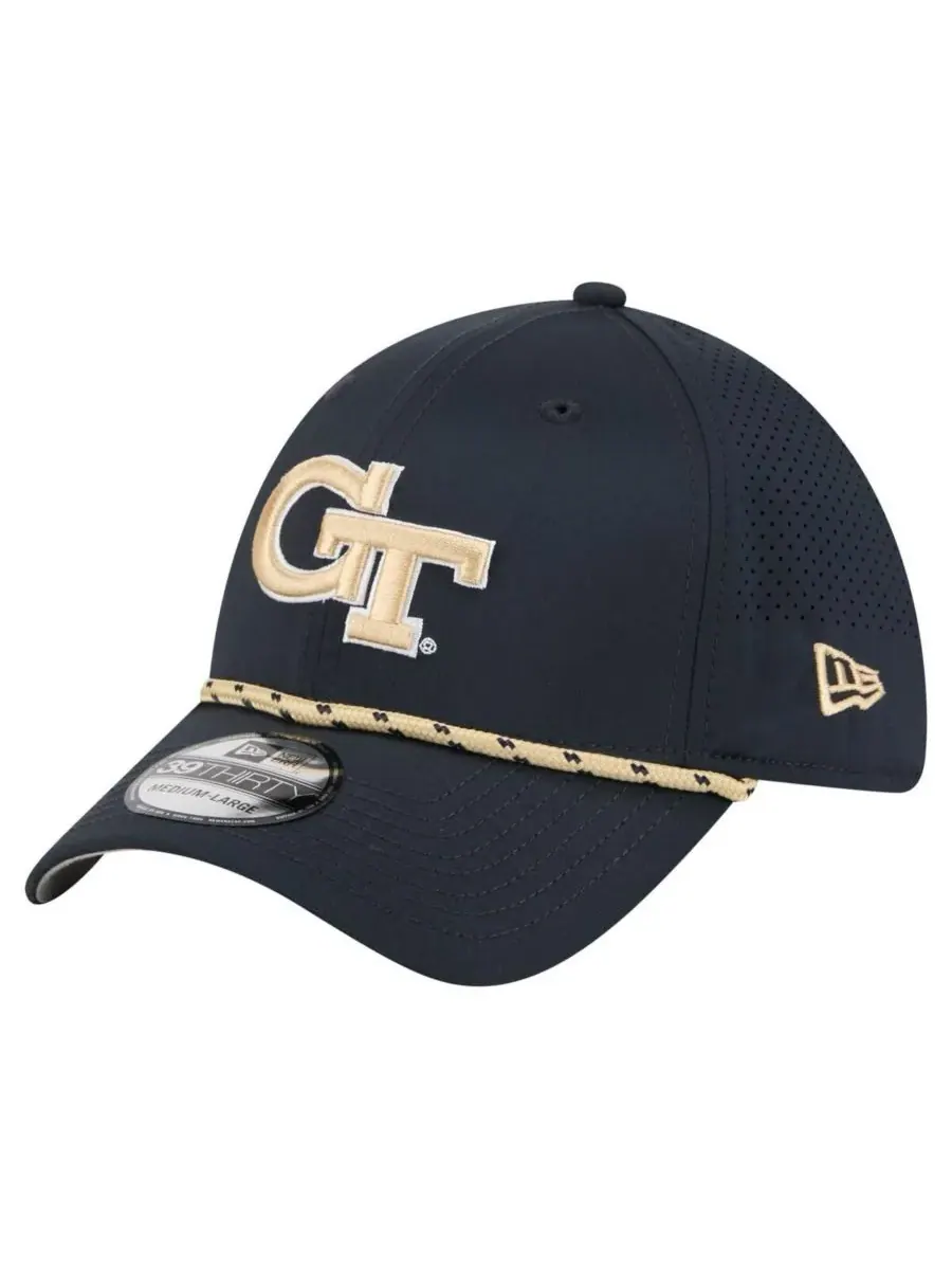 New Era Мужская темно-синяя кепка Georgia Tech Yellow Jackets Rope 39THIRTY Flex Hat