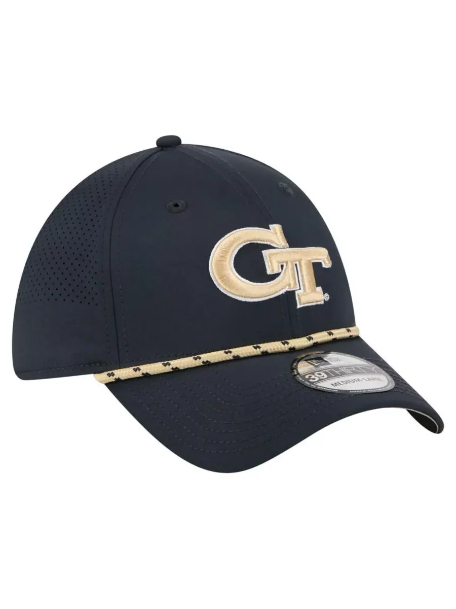 New Era Мужская темно-синяя кепка Georgia Tech Yellow Jackets Rope 39THIRTY Flex Hat — изображение 4 из 5, темно-синий