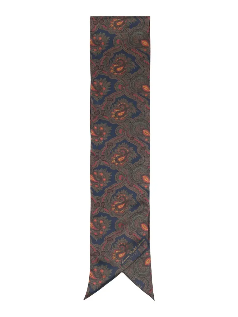 Шелковый шарф Paisley Skinny Scarf Lauren Ralph Lauren — изображение 2 из 4, темно-синий