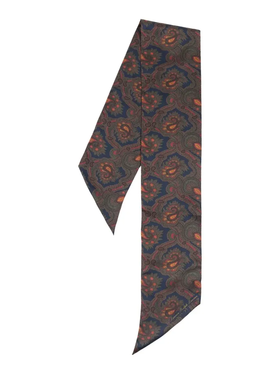 Шелковый шарф Paisley Skinny Scarf Lauren Ralph Lauren — изображение 3 из 4, темно-синий