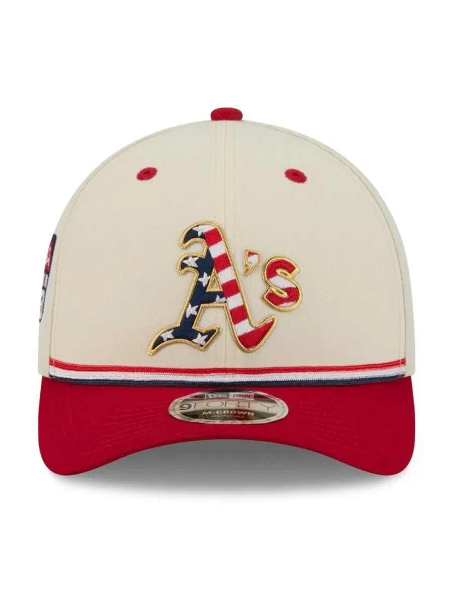 Бейсболка New Era 9FORTY M-Crown Adjustable Hat с вышивкой USA 250 — изображение 2 из 5, кремовый красный