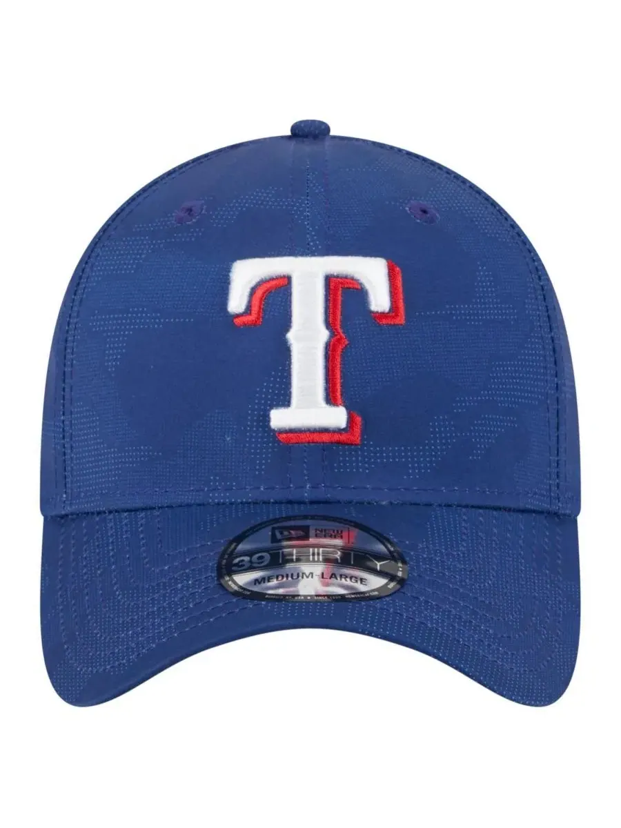 Кепка с вышитым логотипом Texas Rangers Tonal Camo 39THIRTY Flex Hat New Era — изображение 2 из 4, королевский