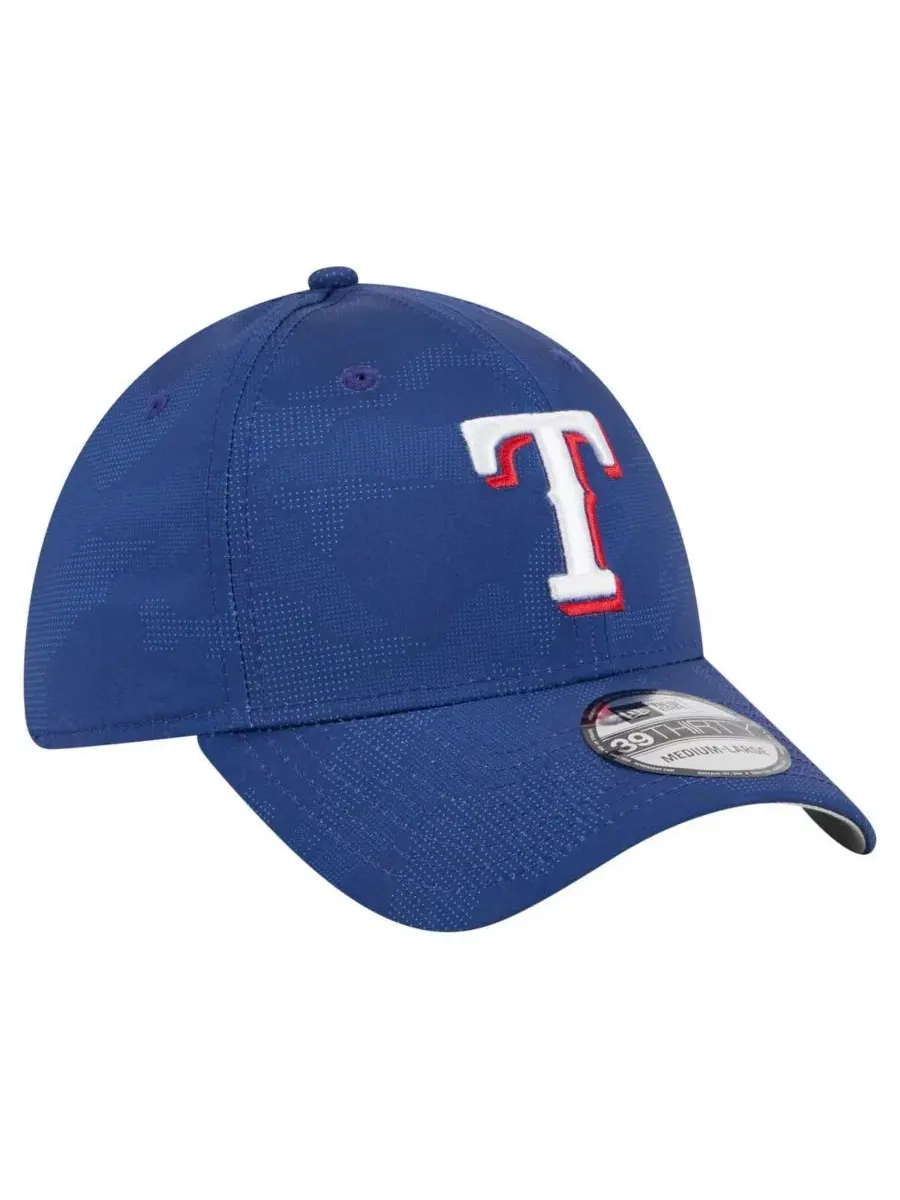 Кепка с вышитым логотипом Texas Rangers Tonal Camo 39THIRTY Flex Hat New Era — изображение 3 из 4, королевский