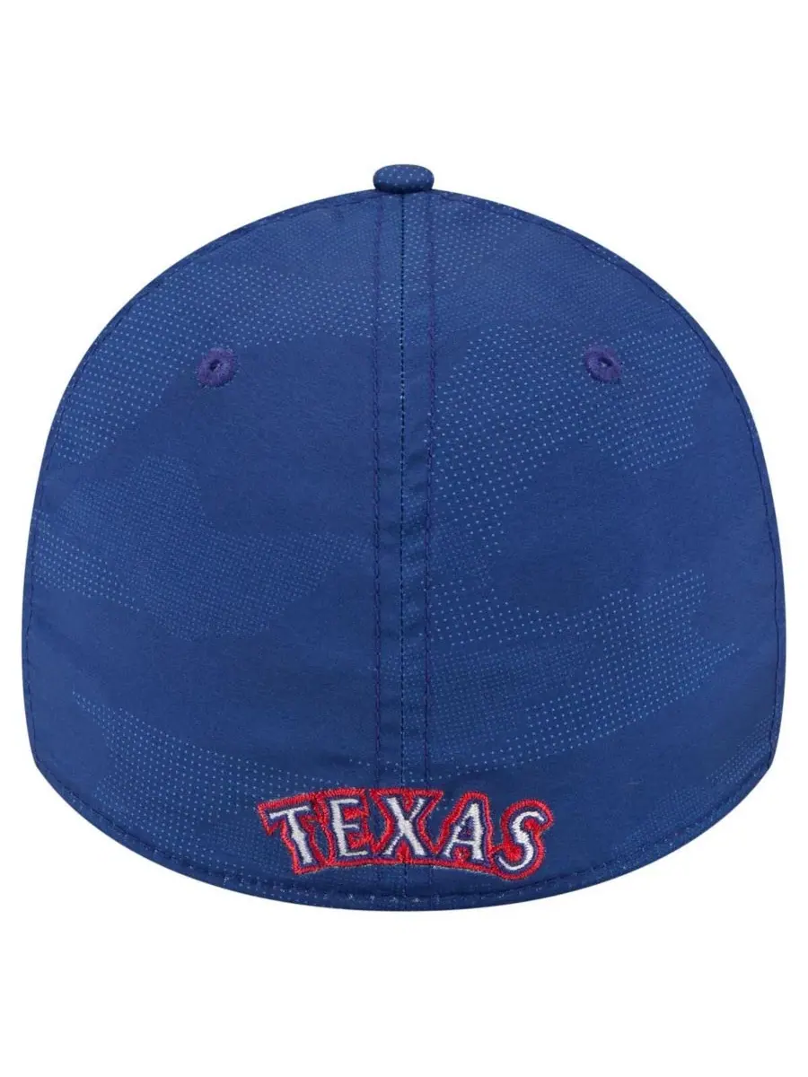Кепка с вышитым логотипом Texas Rangers Tonal Camo 39THIRTY Flex Hat New Era — изображение 4 из 4, королевский