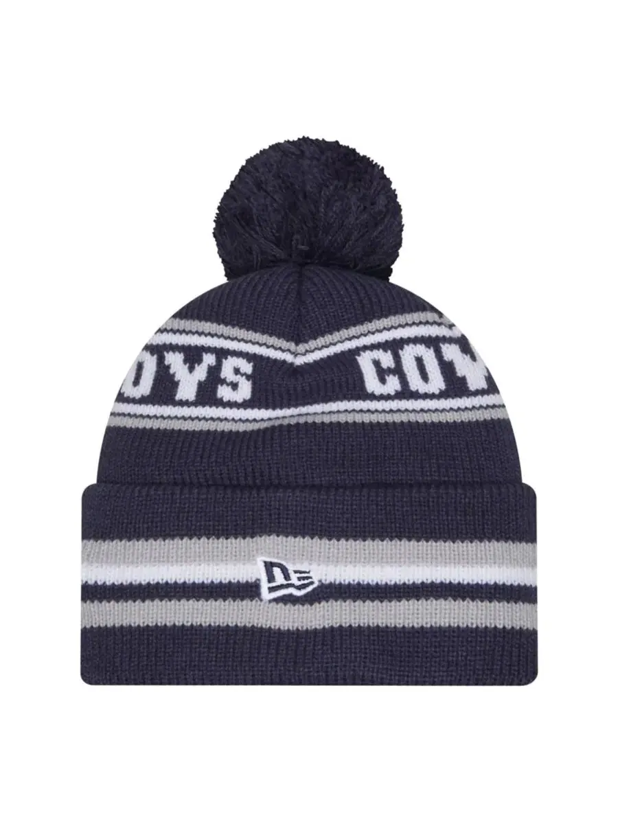 Вязаная шапка с помпоном Classic Cuffed Pom New Era — изображение 2 из 3, темно-синий