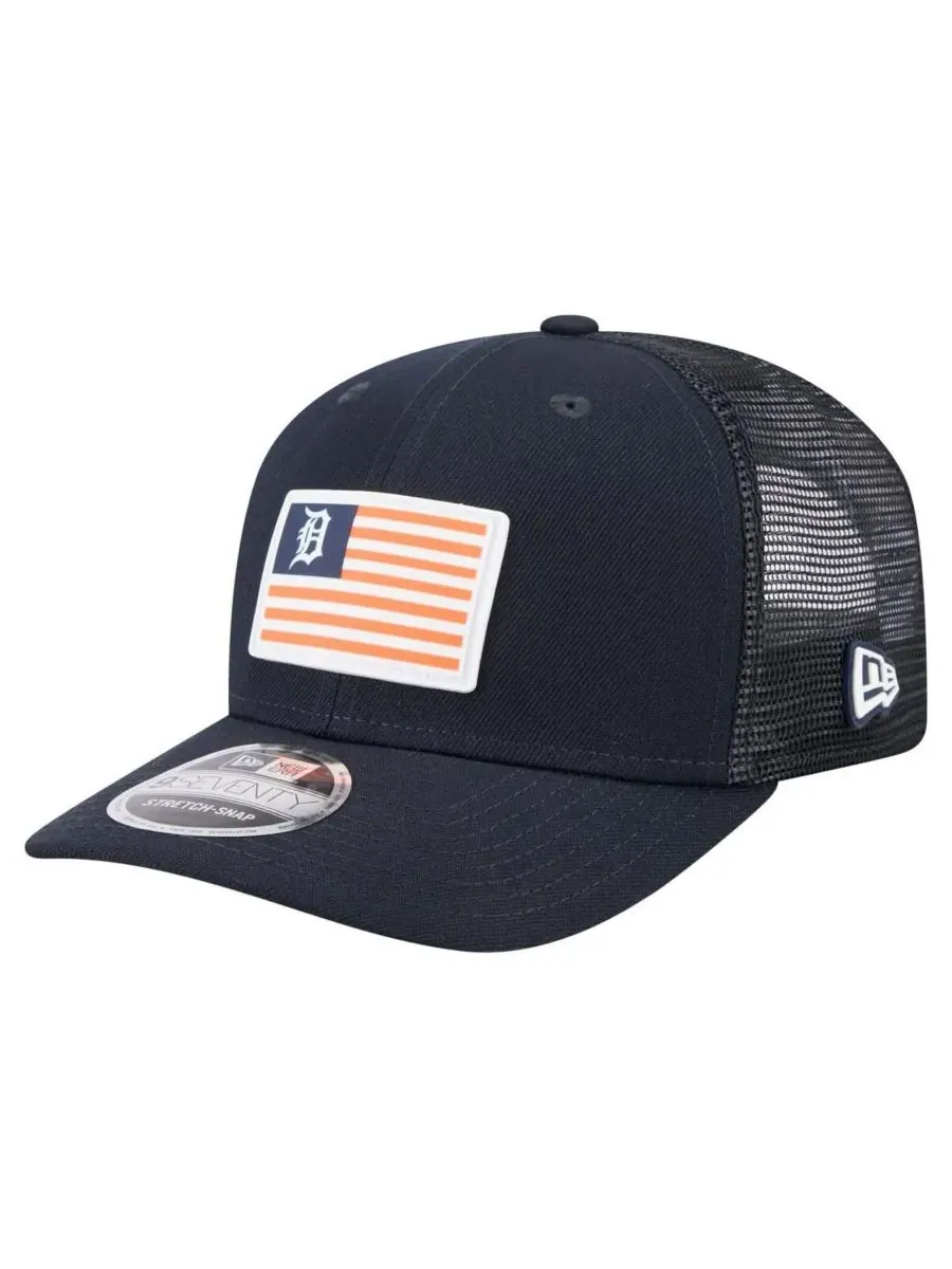New Era Мужская темно-синяя кепка Detroit Tigers Flag 9SEVENTY с эластичными застежками