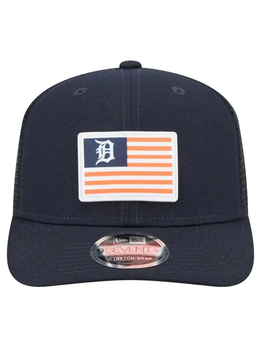 New Era Мужская темно-синяя кепка Detroit Tigers Flag 9SEVENTY с эластичными застежками — изображение 2 из 4, темно-синий