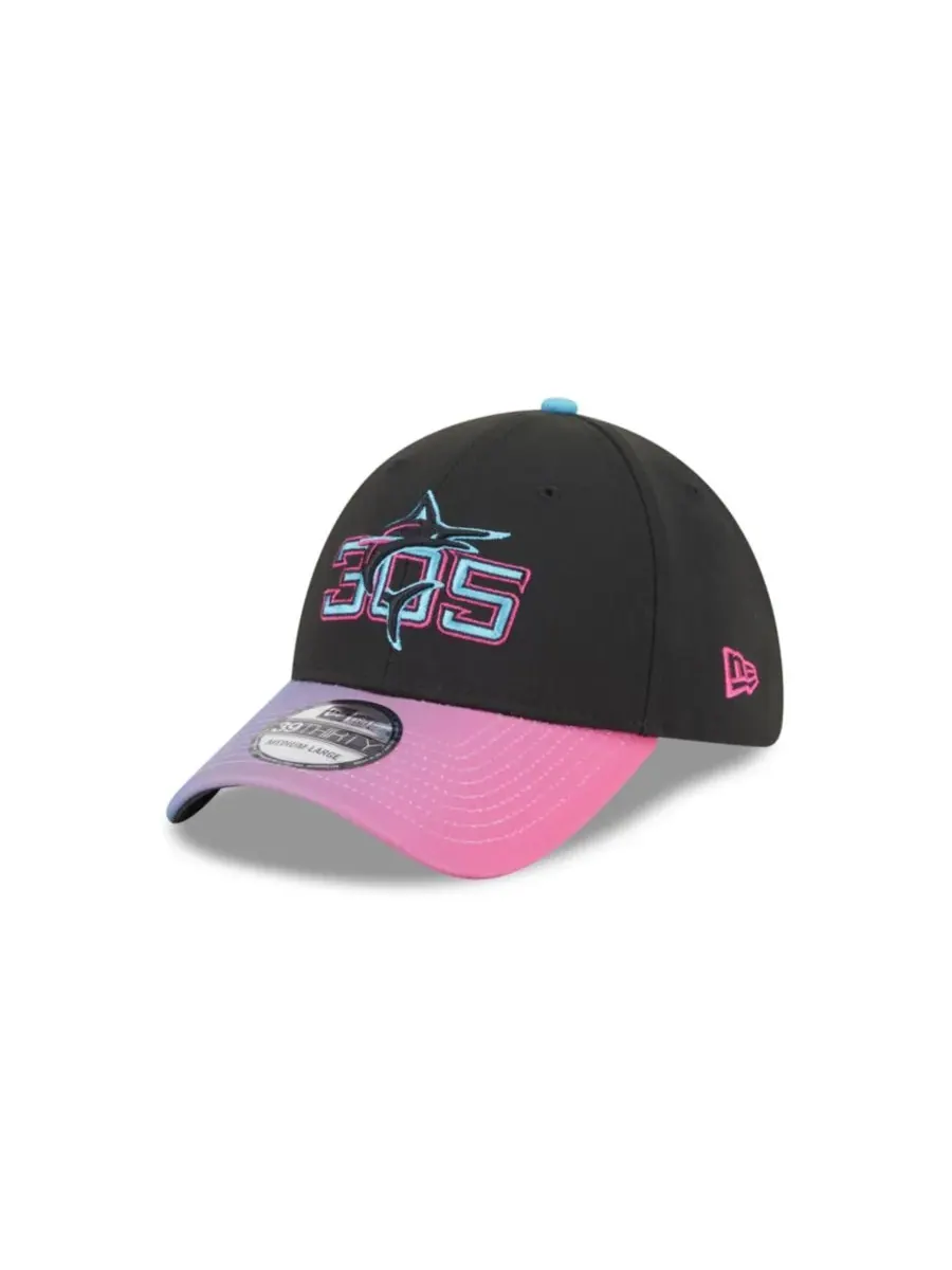 New Era Мужская черная кепка Miami Marlins 2025 City Connect 39THIRTY Flex