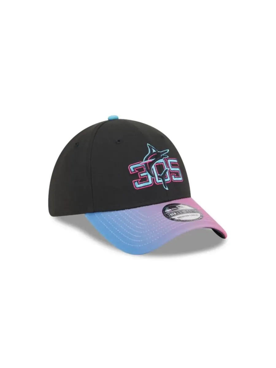 New Era Мужская черная кепка Miami Marlins 2025 City Connect 39THIRTY Flex — изображение 3 из 6, черный
