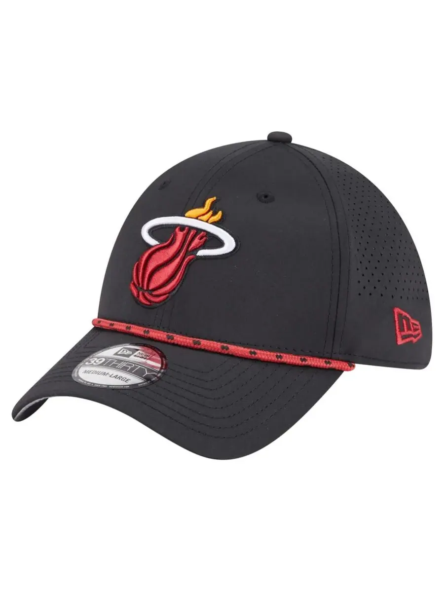 New Era Мужская черная кепка Miami Heat Featherweight Poly Rope Flex 39Thirty