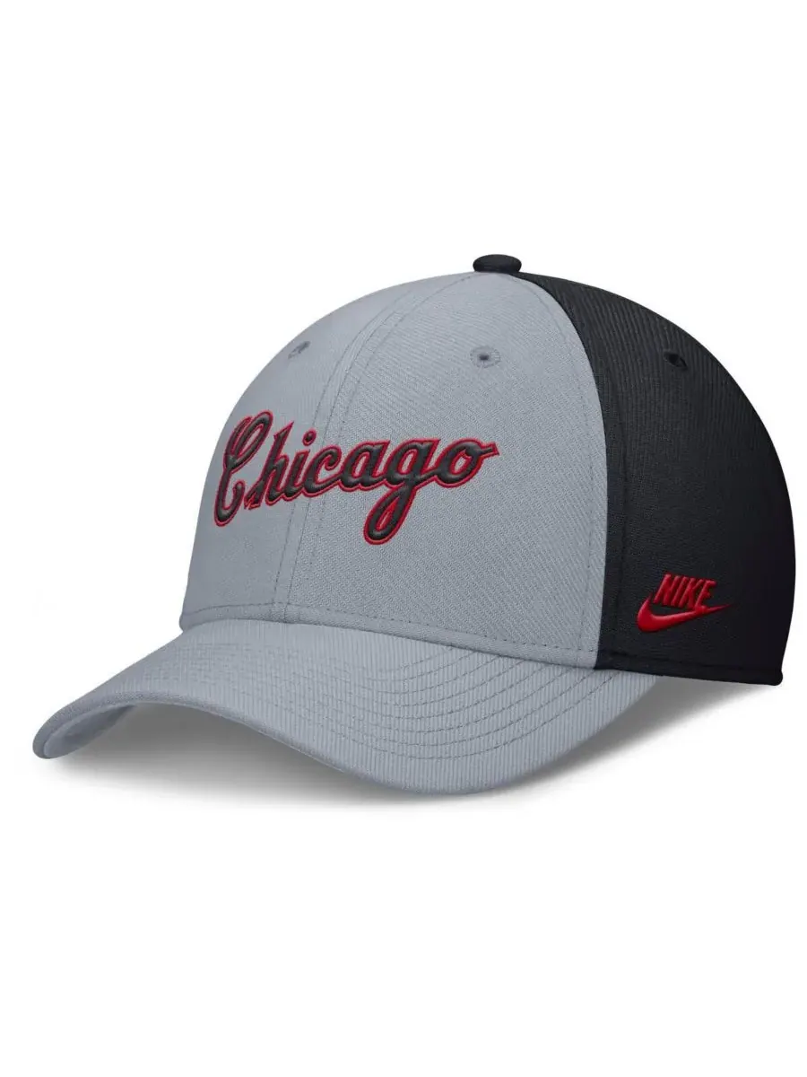 Nike Мужская серо-синяя бейсболка Chicago White Sox Rise Swoosh Performance Flex